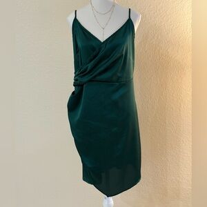 SHEIN Curve Green Faux Wrap Dress